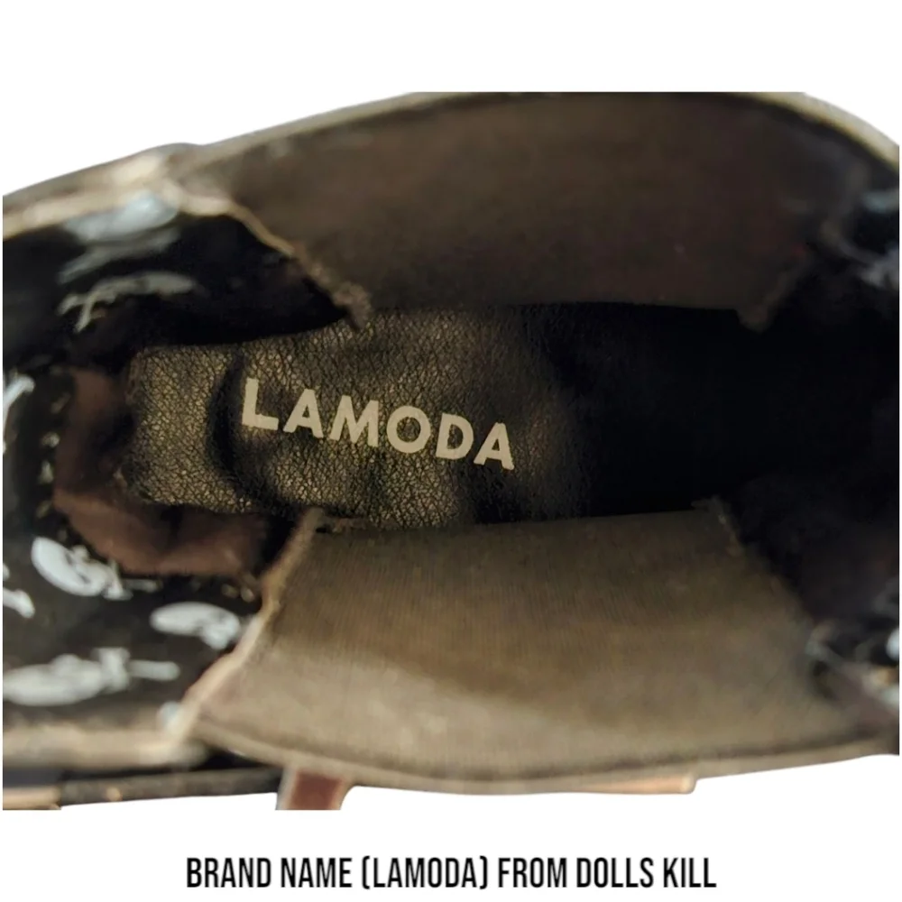 Dolls Kill x Lamoda Platform Skull Chain Spike Ankle Boots Vegan Leather Goth